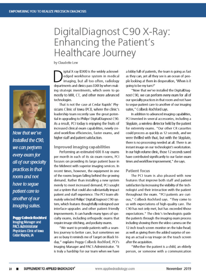DigitalDiagnost&nbsp;C90, historia impresa sobre la PCI, mejora del paso de los pacientes por la atenci&oacute;n m&eacute;dica (Download .pdf)